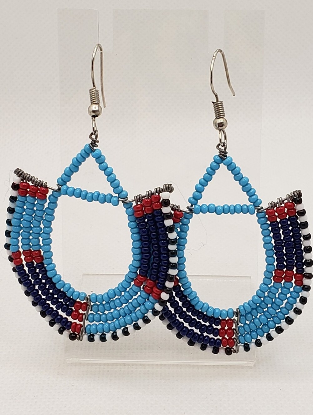 Blue Beaded Earrings - Artisan Women Jewelry